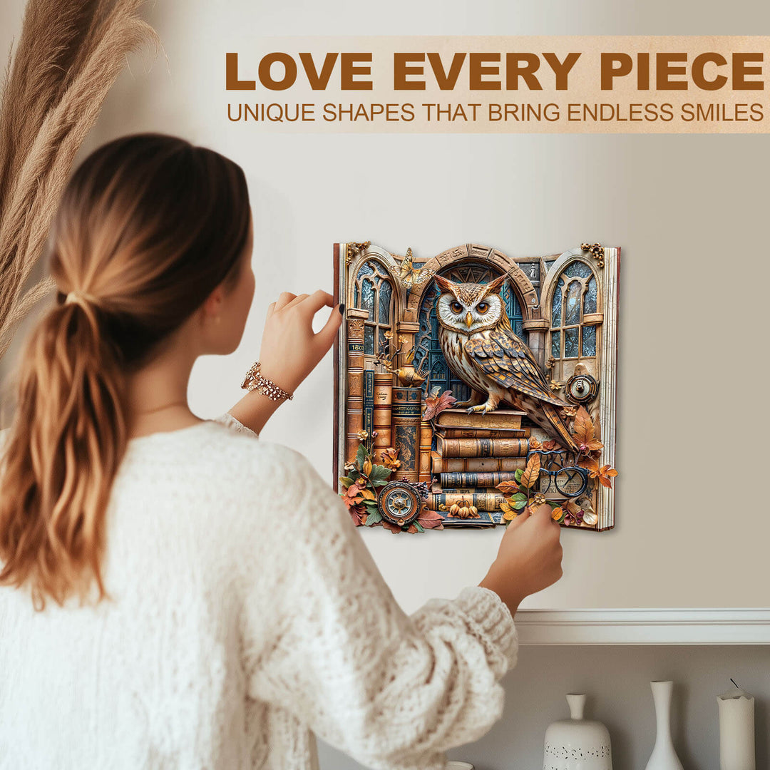Bookcase owl Wooden Jigsaw Puzzle