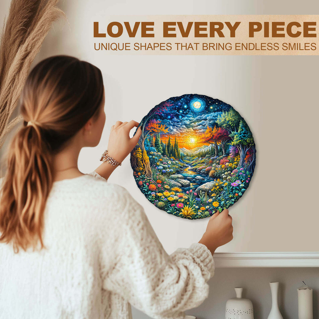 Sun and Moon Forest Wooden Jigsaw Puzzle