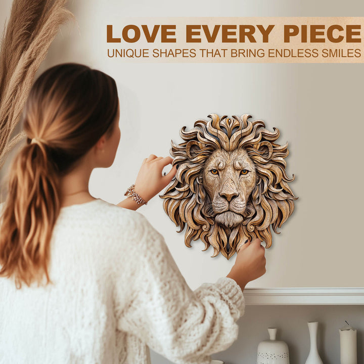 Woodcarved lion Wooden Jigsaw Puzzle