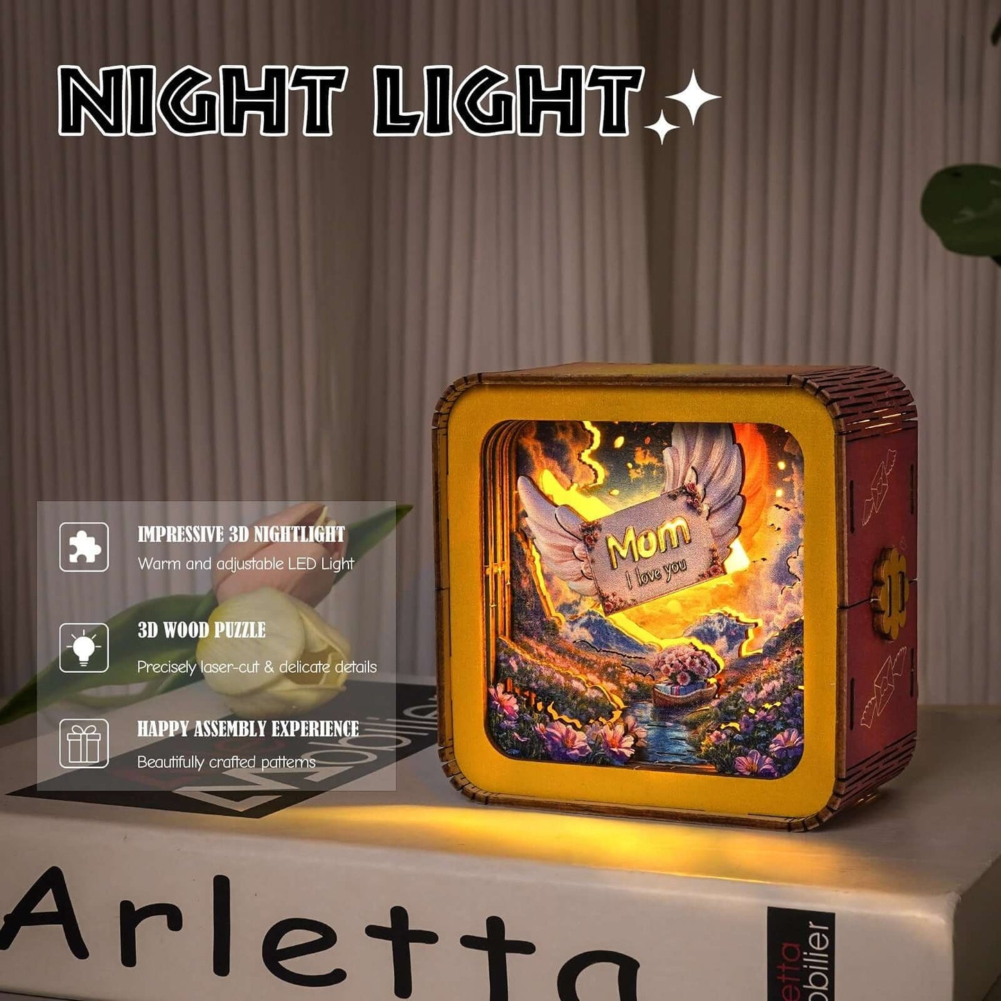 “Words fail, love endures” - 3D Wooden Puzzle Night Light