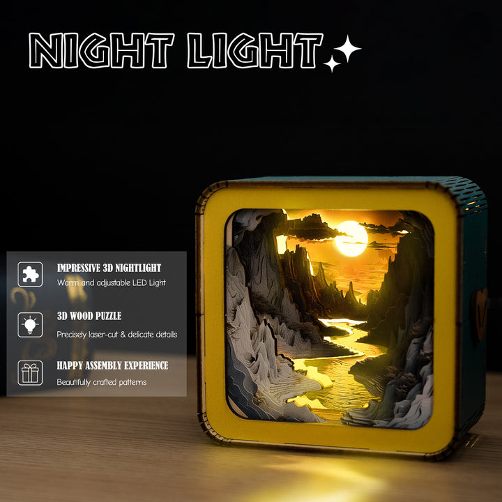 Long River Sunset - 3D Wooden Puzzle Night Light Kit
